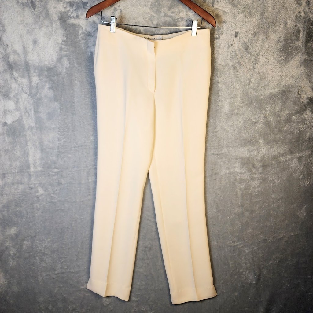 Christian Dior Paris Silk Trousers Womens Us 6 Fr 38 Made Italy 100% Silk Vtg
